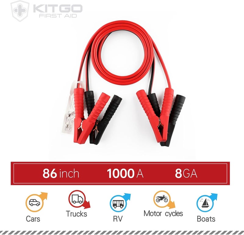 Kitgo Car Emergency Kit,Premium Roadside Assistance Essentials with Jumper Cables, Flashlight, Shovel, Screwdriver Set - Ideal Auto Road Safety Kit, Survival, Truck, RV and More Gift for Father (Red) - Image 5